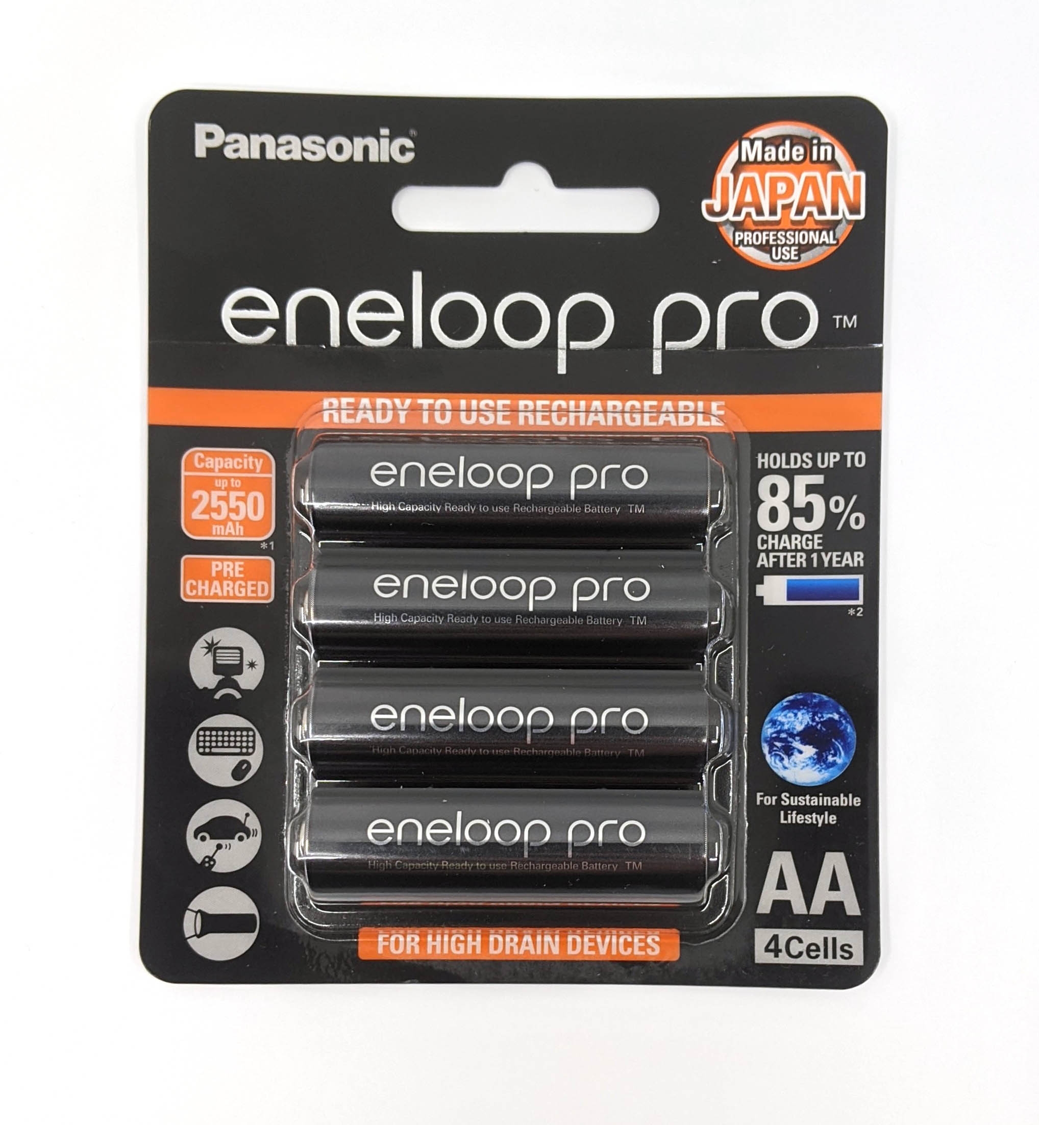 Panasonic Eneloop Pro 4 X AA LSD 2550mAh NiMH Batteries BK-3HCCE/4BT