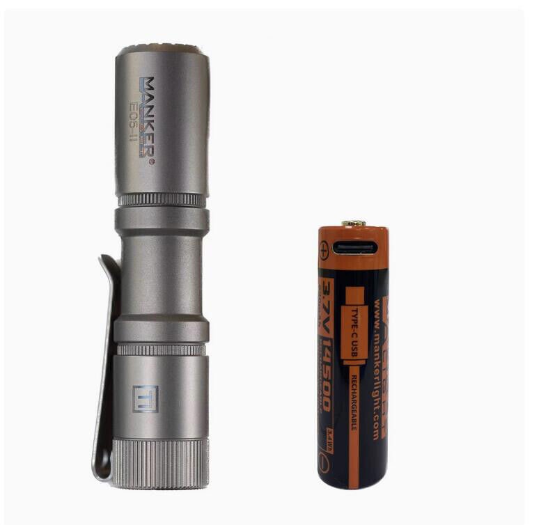 Manker E05 II Bead Blasted Ti Pocket-sized 1300 lumen EDC torch