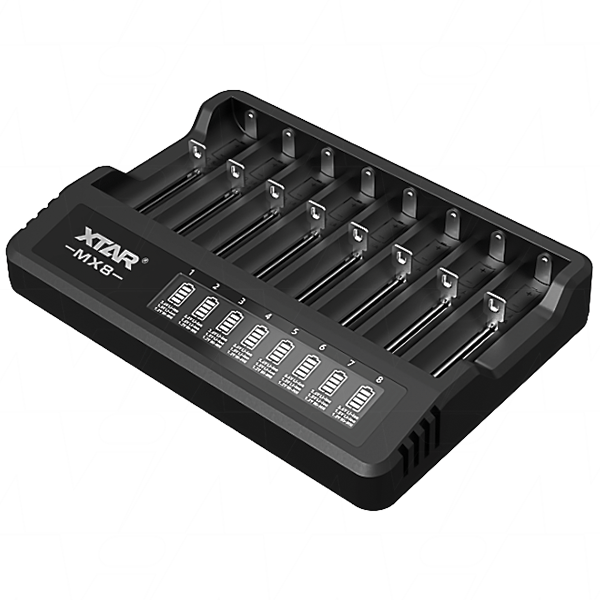 XTAR MX8 - 8-Slot Smart Battery Charger for Li-ion and NiMH Batteries