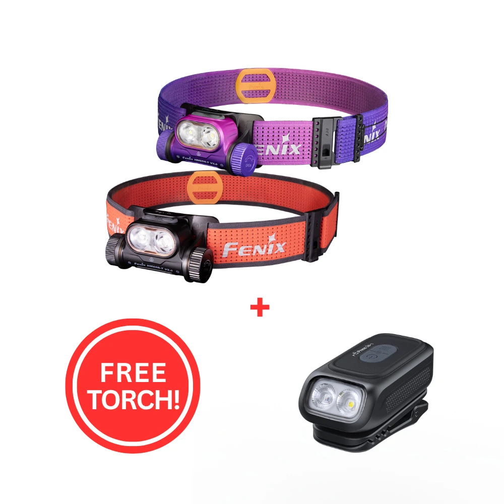 Fenix HM65R-T V2.0 Dual output 1600 lumen USB-C Headlamp + Free E04R