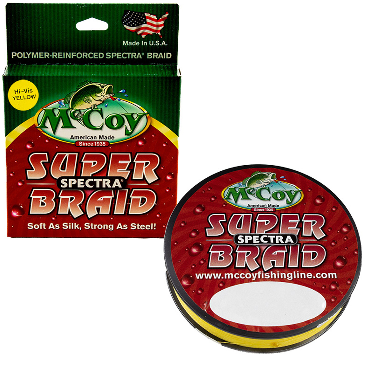 McCoy Super Spectra Braid Hi-Viz Yellow Premium Tight Weave Braided Fishing  Line (150lb Test (.021 Dia) - 300 Yards) 