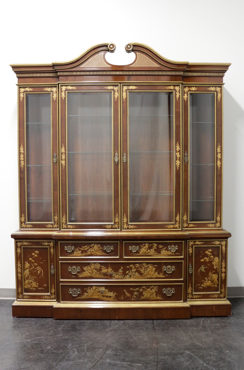 SOLD - FANCHER Vintage Mahogany Chinoiserie Chippendale Breakfront