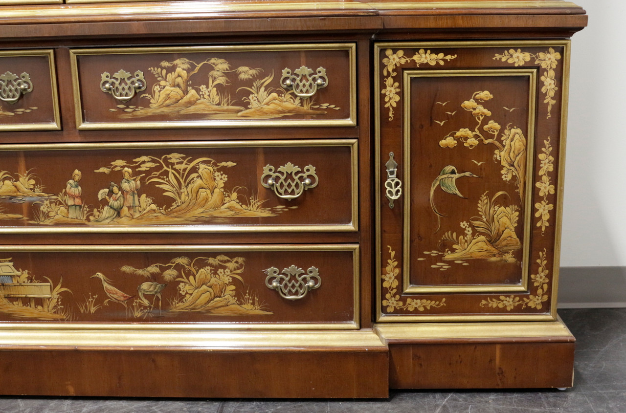 SOLD - FANCHER Vintage Mahogany Chinoiserie Chippendale Breakfront