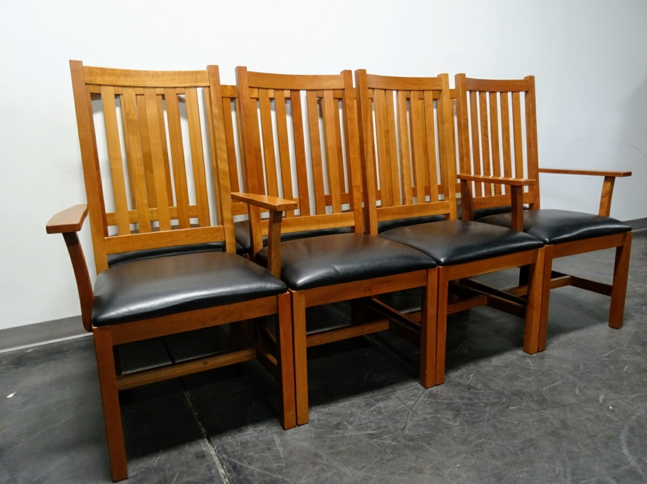 Sold Out Mission Arts Crafts Craftsman Cherry Dining Chairs With Leather Seats Set Of 8 Boyd S Fine Furnishings