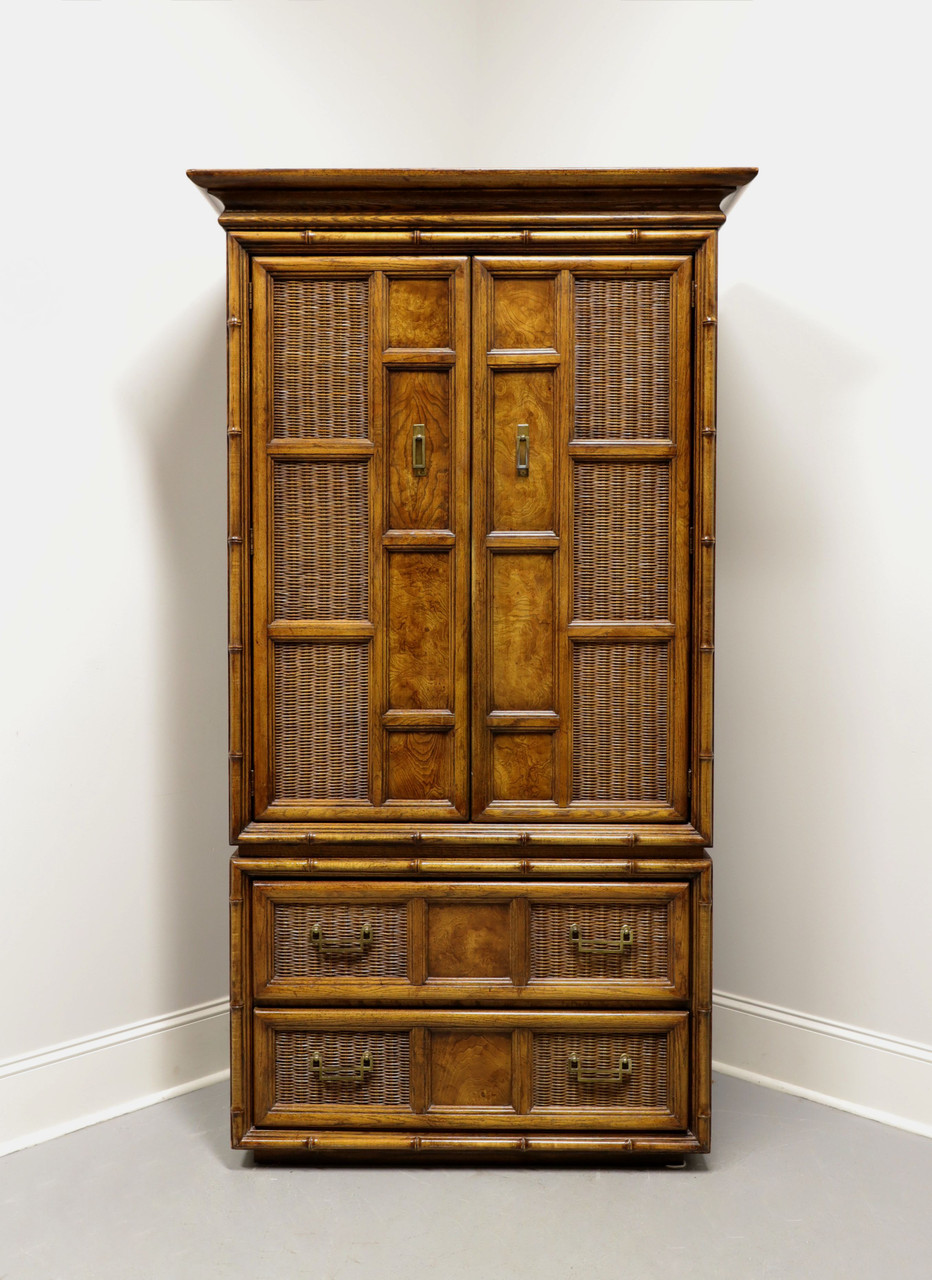 SOLD - BURLINGTON HOUSE Asian Faux Bamboo Wicker Gentleman's Chest