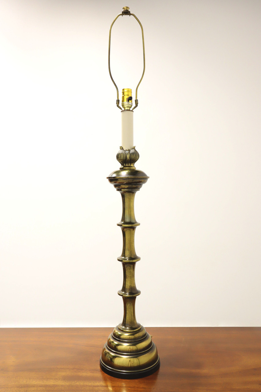 1960's Extra Large Faux Bamboo Brass Table Lamp - Boyd's Fine