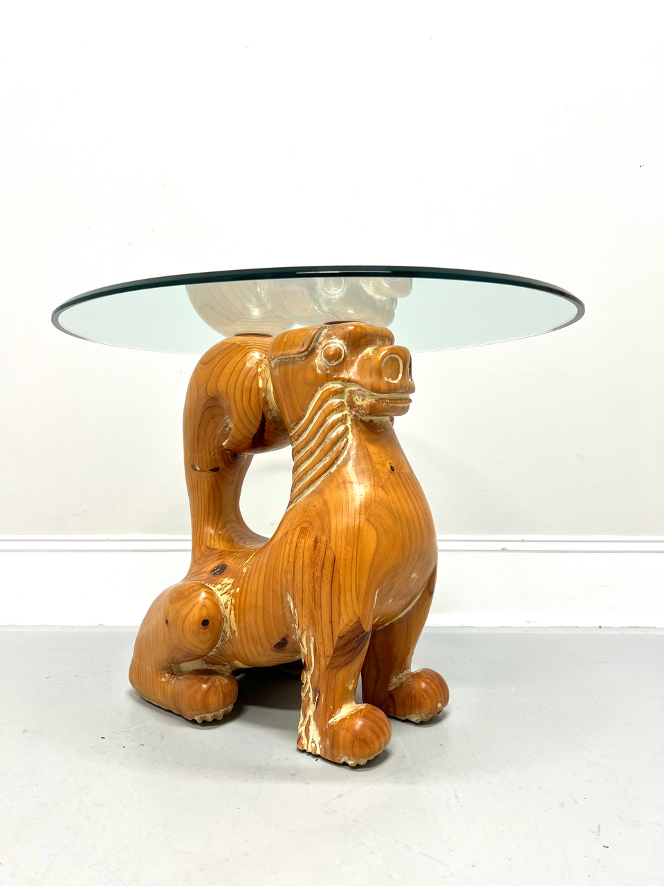 アンティークlion Glass Top Coffee Table Labarge Lion's Head Brass and Beveled Glass Top Coffee Table