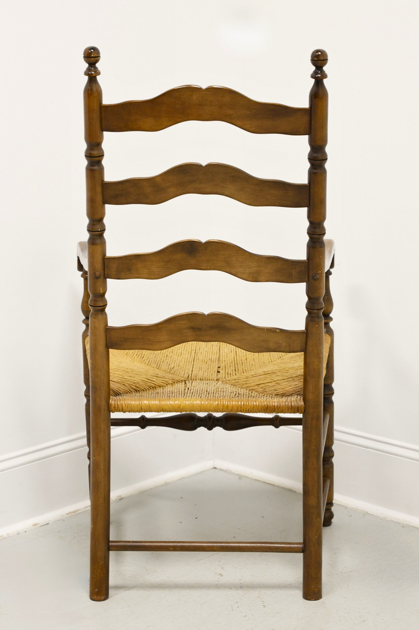 SOLD - ETHAN ALLEN Maple Rush Seat Colonial Ladder Back Armchair