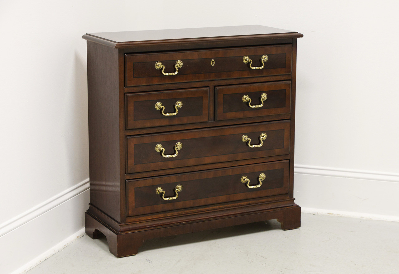 SOLD - DREXEL Banded Mahogany Chippendale Five-Drawer Bachelor