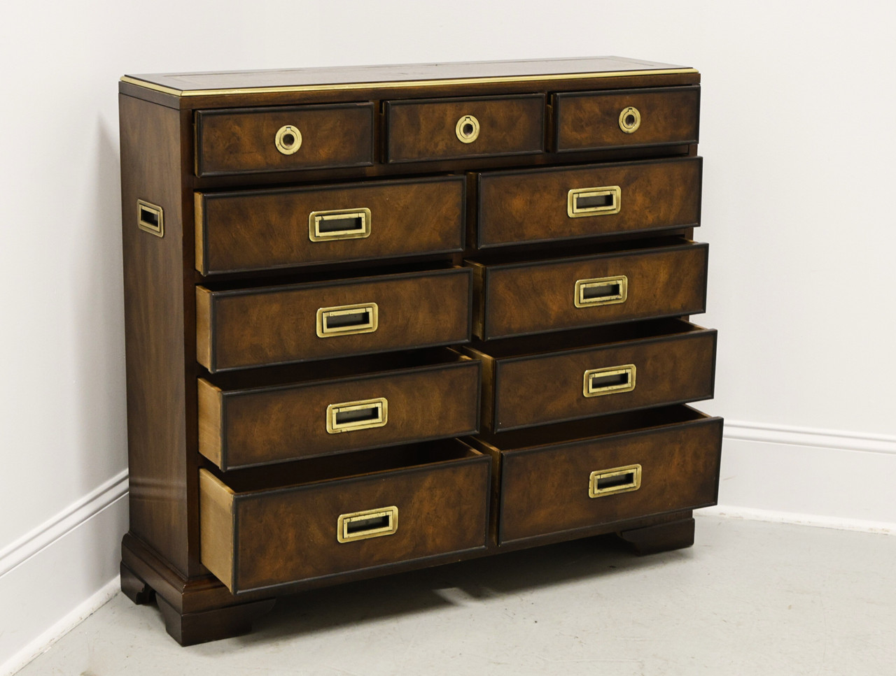 DREXEL HERITAGE Mahogany Campaign Style Narrow Occasional Chest