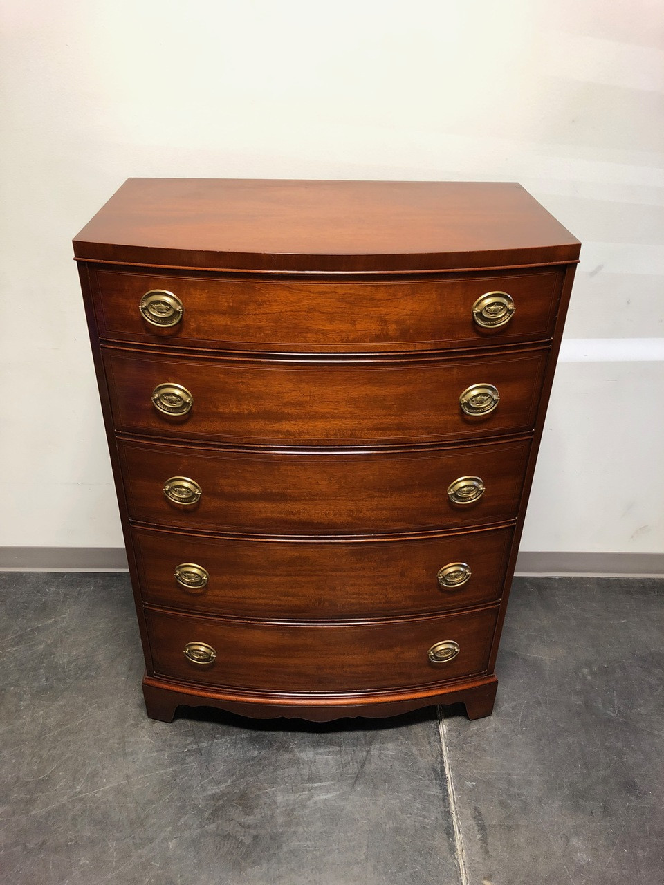 Sold Out Drexel Mahogany Georgian Bow Front Chest Of Five