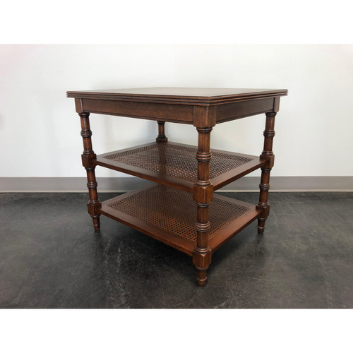 SOLD - ETHAN ALLEN Brent Three-Tier Caned Faux Bamboo Accent Table