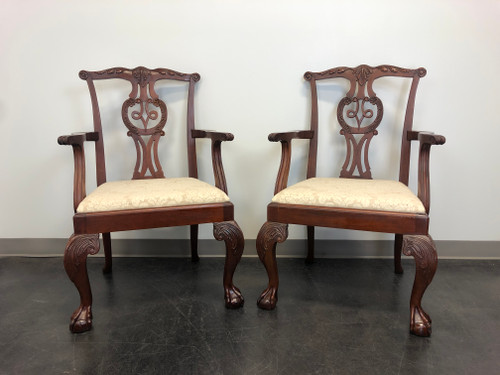 SOLD - BAKER Mahogany Chippendale Ball in Claw Dining Armchairs - Pair