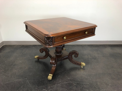 SOLD - COUNCILL CRAFTSMEN Inlaid Flame Mahogany Large Lamp Table