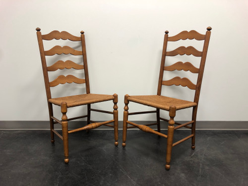 SOLD - ETHAN ALLEN Ladder Back Rush Seat Dining Side Chairs - Pair 2