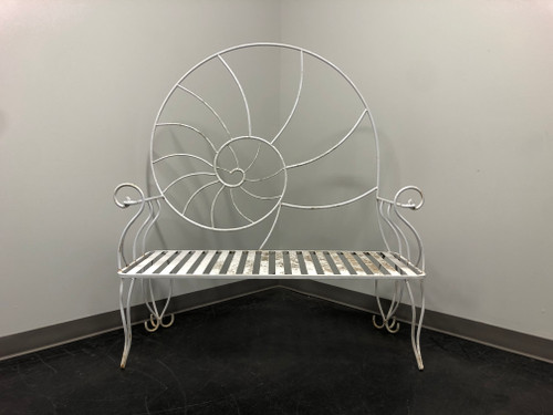 SOLD - Art Nouveau Nautilus Shell Wrought Iron Outdoor Garden Bench