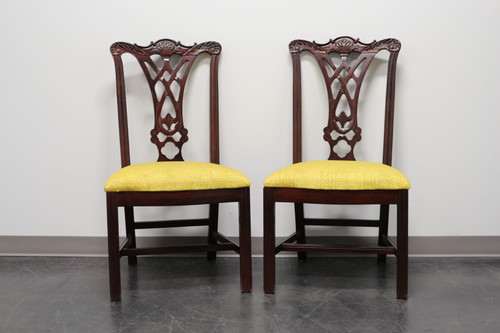 SOLD - THOMASVILLE Mahogany Chippendale Straight Leg Dining Side Chairs - Pair 2