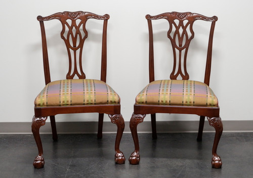 SOLD - COUNCILL Mahogany Chippendale Ball in Claw Dining Side Chairs - Pair 2