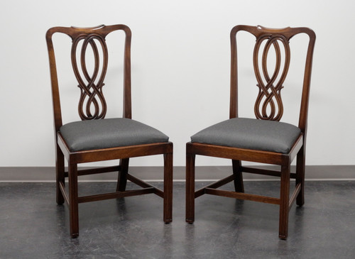 SOLD - BEVAN FUNNELL Reprodux Mahogany Georgian Straight Leg Dining Side Chairs - Pair B