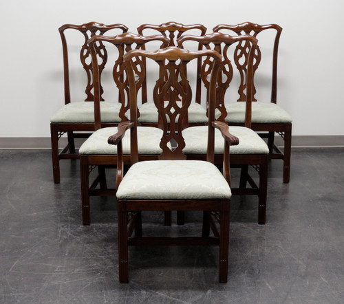 SOLD - KNOB CREEK Solid Mahogany Chippendale Straight Leg Dining Chairs - Set of 6