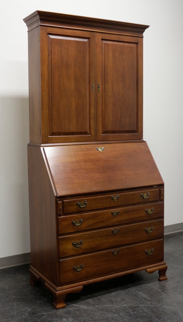 SOLD - CRAFTIQUE Solid Mahogany Chippendale Secretary Desk with Blind Bookcase