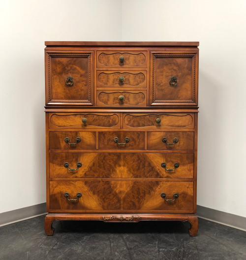 SOLD - Vintage Asian Style Burl Walnut Chest on Chest