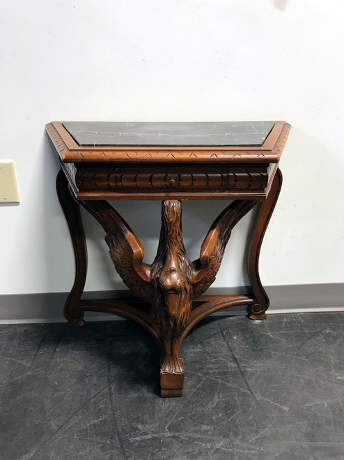 SOLD - Small Figural Goose Carved Walnut Console Table with Marble Top