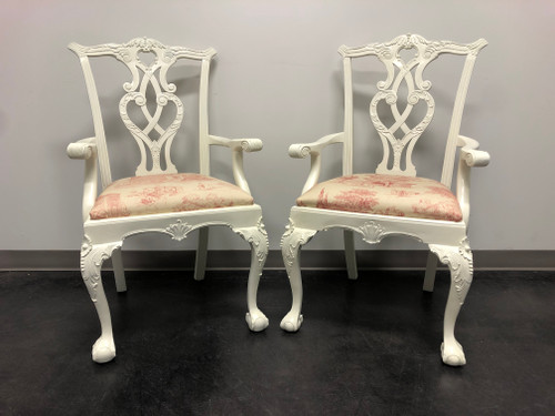 SOLD - Painted Mahogany Chippendale Ball in Claw Armchairs - Pair