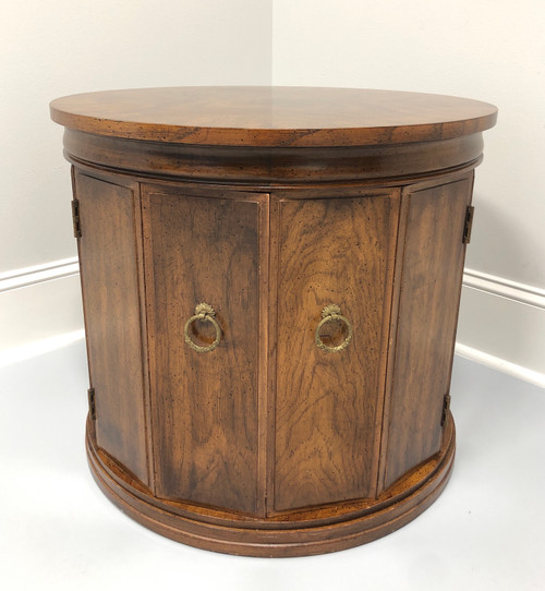 SOLD - WEIMAN Mid 20th Century Banded Walnut Round Cabinet Accent Table 