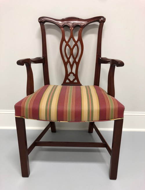 SOLD - HICKORY CHAIR Solid Mahogany Chippendale Straight Leg Dining Captain's Armchair