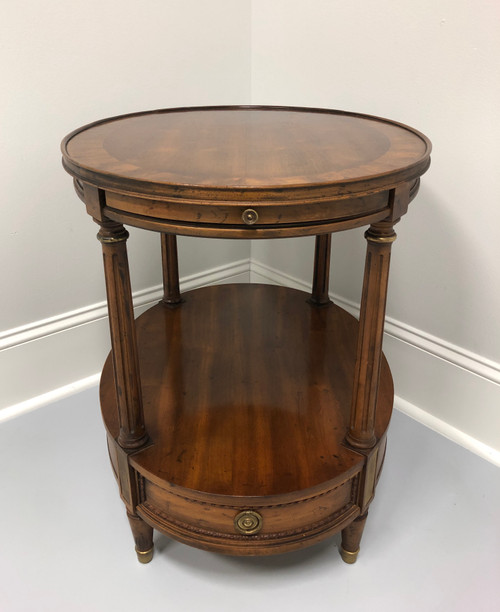 SOLD - Vintage Mid Century Banded Walnut Oval End Side Table by Heritage