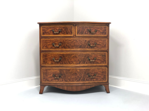 SOLD - Georgian Hepplewhite Style Banded Burl Walnut Bowfront Bachelor Chest