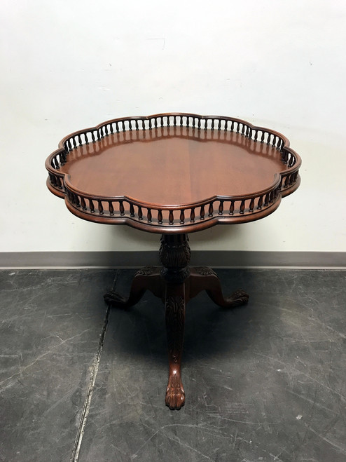 SOLD OUT - WELLINGTON HALL Mahogany Scalloped Pedestal Lamp Center Foyer Table