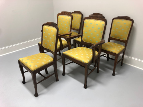 SOLD - Circa 1900 Antique Quartersawn Tiger Oak Dining Chairs - Set of 6