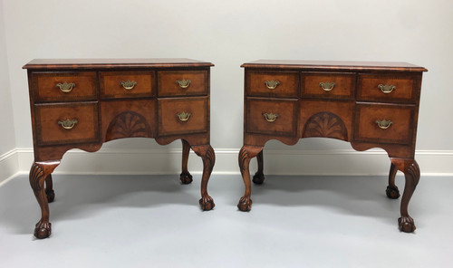 SOLD - A Fine Pair of English Inlaid Burl Walnut Chippendale Lowboy Chests