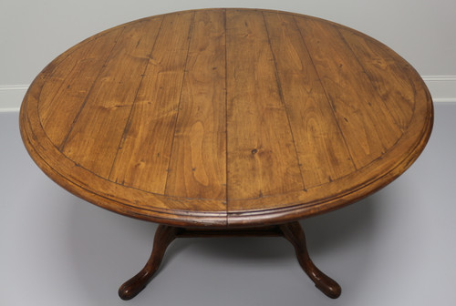 SOLD - Cottage Style Round Distressed Pine Dining Table