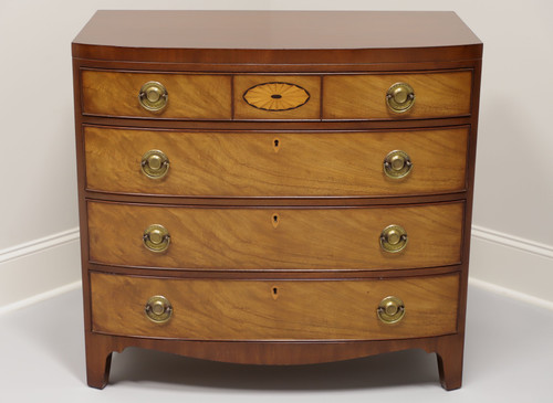 SOLD - KITTINGER Inlaid Mahogany Hepplewhite Bowfront Bachelor Chest B