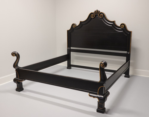 SOLD - DREXEL HERITAGE French Country King Size Bed in Black & Gold