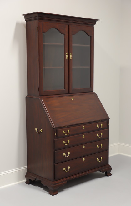 SOLD - HENKEL HARRIS 6001/6003 29 Solid Mahogany Chippendale Secretary Desk with Glass Bookcase