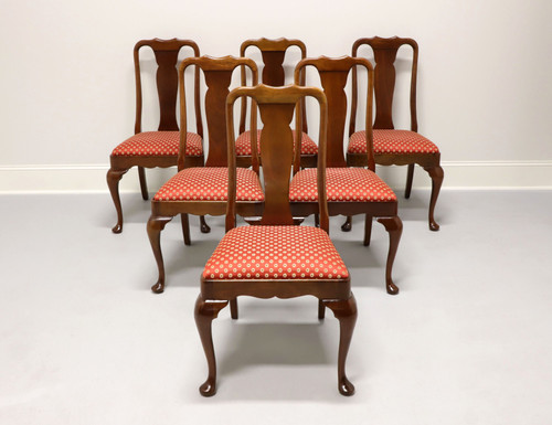 SOLD - STICKLEY Solid Cherry Queen Anne Style Dining Side Chairs - Set of 6