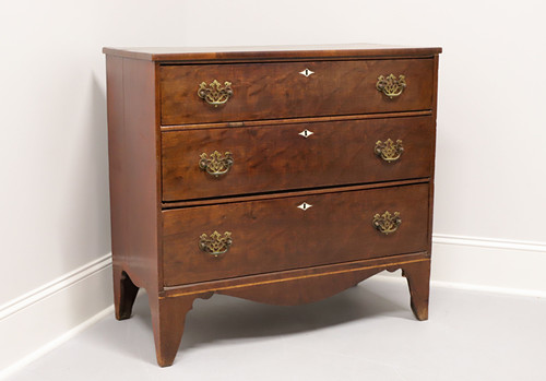 SOLD - Antique 19th Century Chippendale Mahogany Bachelor Chest w/ Inlaid Bone Escutcheons