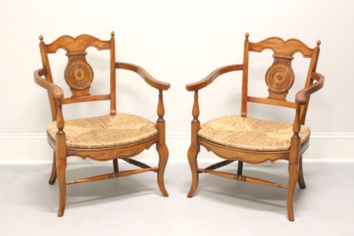 SOLD - French Country Style Rush Seat Lounge Chairs from Colony Furniture - Pair