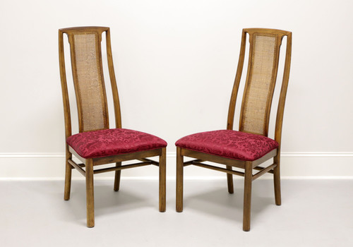 SOLD - DREXEL HERITAGE Campaign Style Dining Side Chairs w/ Caned Backs - Pair C