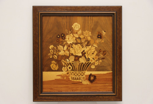 SOLD - Buchschmid & Gretaux Flower Bouquet Inlaid Wood Marquetry Art