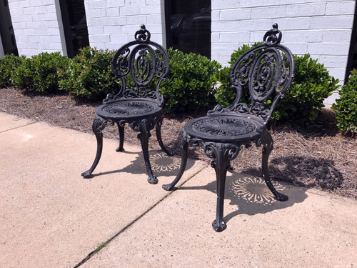 SOLD OUT - ADAMS NAVILLUS Antique Cast Iron Garden Chairs - Set of 2