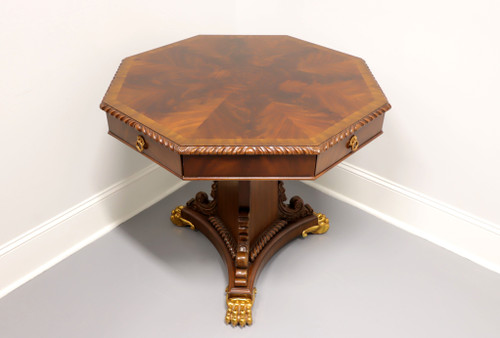 SOLD - MAITLAND SMITH Regency Inlaid Flame Mahogany Octagonal Center Table w/ Paw Feet