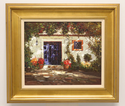 SOLD - Mid 20th Century Oil on Canvas Painting of a French Country Cottage