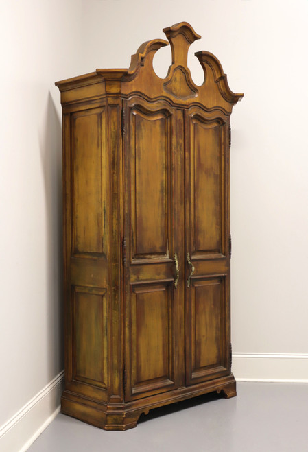 SOLD - KARGES French Transitional Distressed Gold Armoire / Linen Press