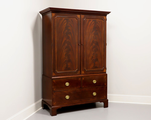 SOLD - BAKER Historic Charleston Inlaid Flame Mahogany Hepplewhite Armoire / Linen Press