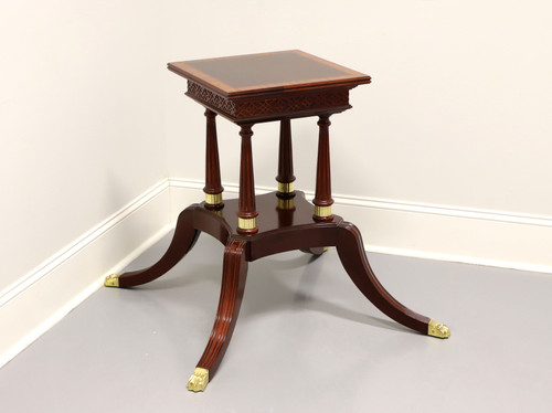 SOLD - CRAFTIQUE Banded Mahogany Regency Dining Table Birdcage Pedestal Base B